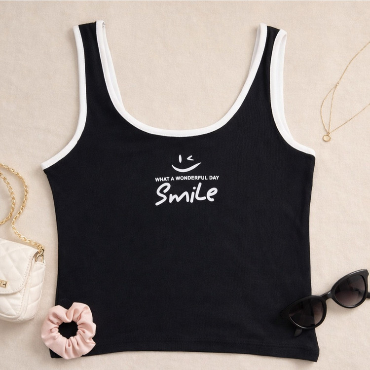 تاپ زنانه مشکی ریب بافت عمودی وارداتی، نرم و لطیف، فری سایز